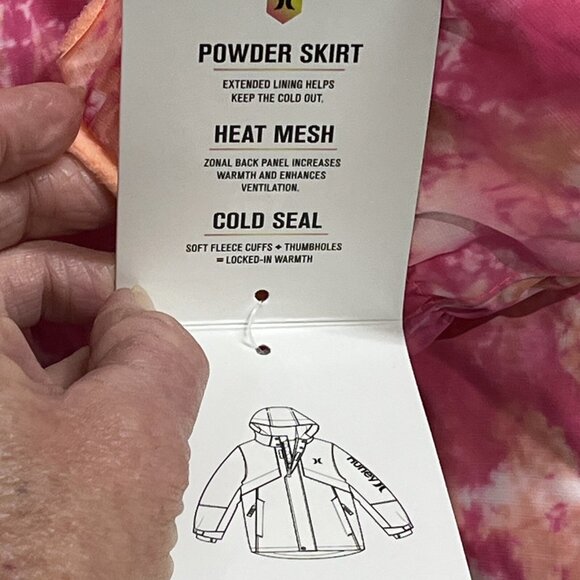 Hurley Snowboard Jacket Girls XL Hyper Pink Heavy Weight Cold Seal Heat Mesh - Picture 4 of 12